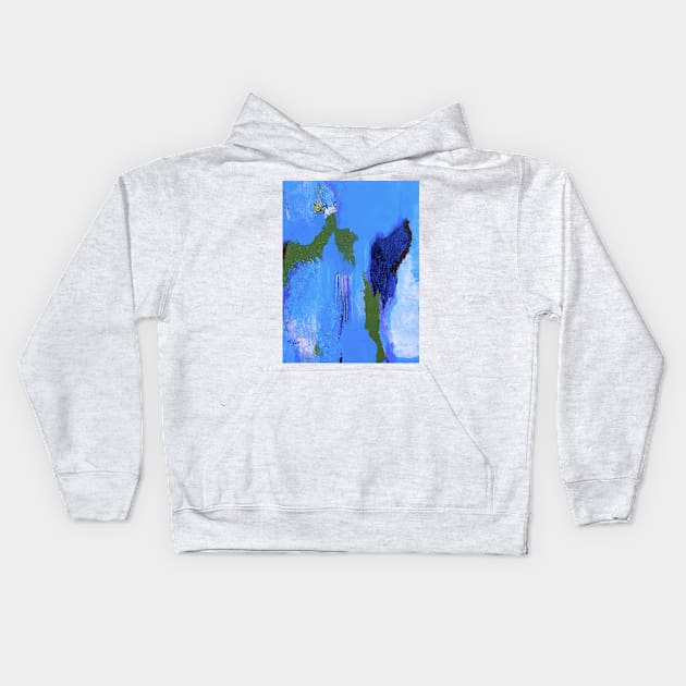 Blue to Blue Abstract Kids Hoodie by Overthetopsm